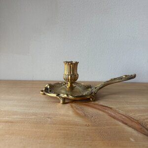 Vintage Solid Brass Candle Stick Holder with Elegant Ornate Details